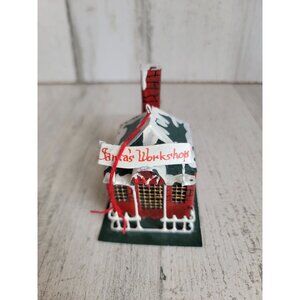 Santa's Workshop tin house building ornament Xmas